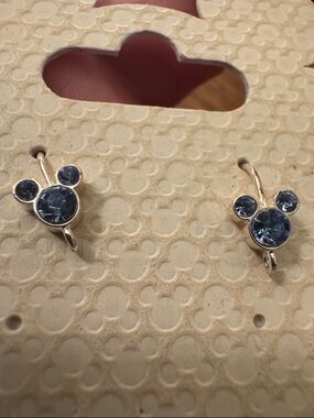 Disney Gold-Tone Earrings with Blue Crystal Mickey Accents